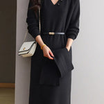 Women's Cozy Sweater Dress With Detachable Scarf