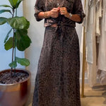 Cozy Linen And Cotton Leopard Print Skirt.