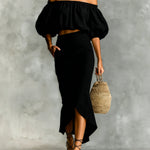 Women's Minimalist Cotton-linen Blend Off-shoulder Skirt Set