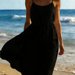 Women's Long Cotton And Linen Suspender Dress
