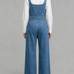 Women's Square-neck Sleeveless Loose-fitting Denim Wide-leg Jumpsuit