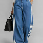 Women's High-waisted Loose-fitting Wide-leg Denim Jeans