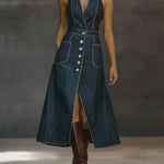 Women's Casual Sleeveless Denim Cotton Dress