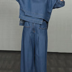 Women's Casual Denim Cotton Top And Pants Two-piece Set