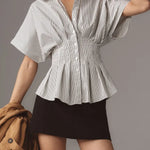 Women's Striped Art Pattern Casual Cotton Shirt