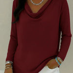Retro Cowl-neck Cozy Pullover Top