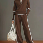 Women's Solid Color Casual Zip Art Stylish Cotton Suits