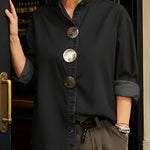 Stylish Stand-collar Metal Button Denim Shirt