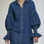 Women's Casual And Fashionable Denim Cotton Mini Dress
