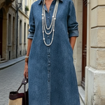 Cozy 100% Cotton Denim Shirt Dress