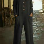 Casual Polo Collar Button-up Linen Jumpsuit
