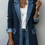 Knitted Patchwork Denim Casual Cotton Jacket