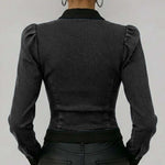 Women's Stand Collar Long Sleeve Casual Slim Fit Denim Top