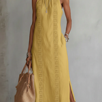 Angeles - Linen midi dress with mandarin collar