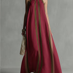 Casual Striped Linen And Cotton Maxi Sleeveless Dress