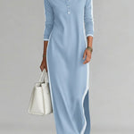 Women's Stand-collar Long-sleeved Casual Loose Cotton Dress