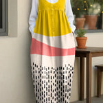 Women's Abstract Geometry Casual Loose Denim Vest Dress
