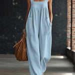 Casual Linen And Cotton Sleeveless Jumpsuit