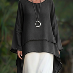 Romantic Double-layered Hem Denim Shirt Top