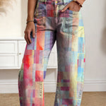 Women's Geometry Color Gradient Art Print Casual Cotton Trousers With Pockets