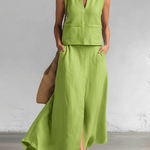 Minimalist And Elegant V-neck Top And Skirt Two-piece Set