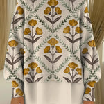Women's Floral Pattern Art Print Casual Knitted Sweater