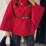 Women's Stylish Elegant Solid-color Wool Cape Coat