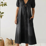 Casual Lace-up Denim Dress