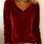 Women's Velvet Draped Neck Top