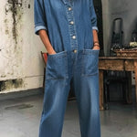 Women's Casual Denim Pockets Jumpsuit