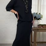 Elegant Knitted Turtleneck Sweater And Skirt Two-piece Set