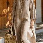 Casual And Elegant Striped Linen-cotton Dress