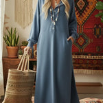 Casual Cozy Loose Hooded Button-up Cotton Dress
