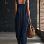 Casual Linen And Cotton Sleeveless Jumpsuit