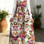 Women's Retro Colorful Pattern Art Print Casual Cotton Denim Dress