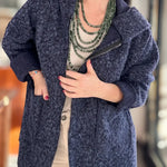 Women's Boucle Wool Blend Zip-up Hooded Jacket