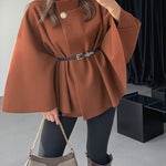 Women's Stylish Elegant Solid-color Wool Cape Coat