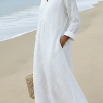Cozy Romantic Floral Embroidered Cotton Dress