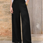 Women's Solid Color High-waisted Casual Loose Cotton And Linen Wide-leg Pants