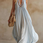 Women's V-neck Sleeveless Casual Loose Cotton And Linen Dress