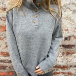Women's Stand-up Collar Knit Solid Color Button Casual Loose Sweater