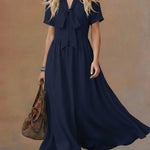 Comfortable Linen And Cotton Tie-waist Dress