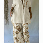 Casual Floral Print Linen And Cotton Shirt And Trousers Two-piece Set