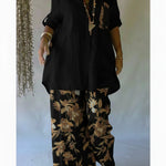 Casual Floral Print Linen And Cotton Shirt And Trousers Two-piece Set