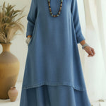 Elegant Double-layered Hem Denim Dress
