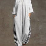 Women's 3/4 Sleeve Casual Loose Hooded Linen Jumpsuit