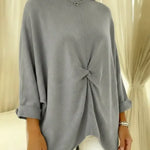 Women's Cozy Loose Asymmetrical Hem Pullover Sweater