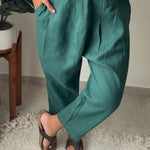 Casual Outing Button Details Linen Pants