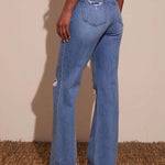 Women's Casual Straight-leg Ripped Jeans