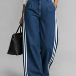 Women's High-waisted Loose-fitting Wide-leg Denim Jeans